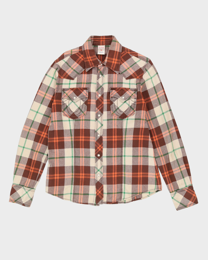 True Religion Orange Checked Flannel Shirt - L