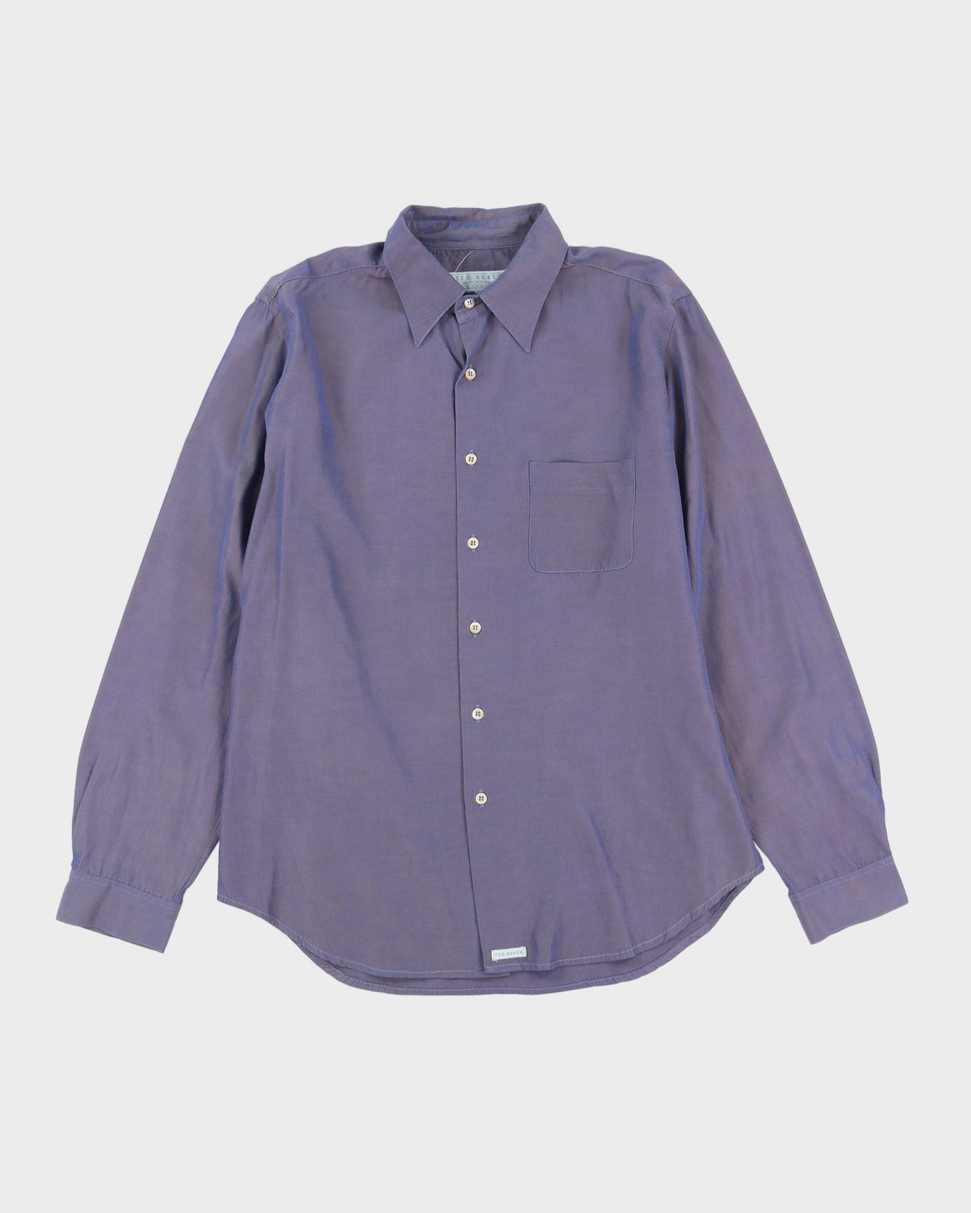 Vintage 90s Ted Baker Blue Long Sleeved Shirt - M