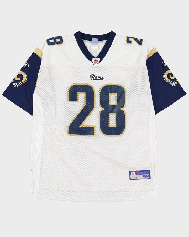 Reebok Marshall Faulk #28 St Louis / Los Angeles Rams NFL White / Navy Jersey - XL / XXL