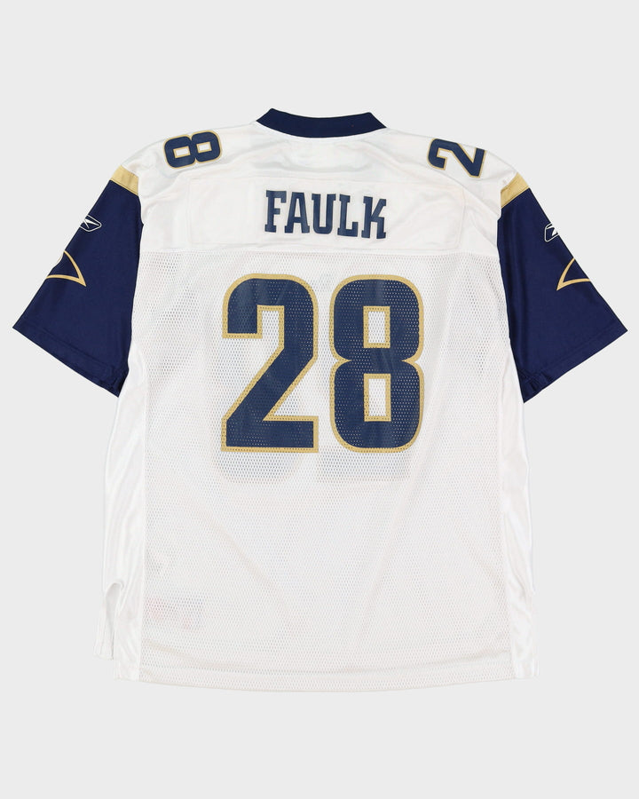 Reebok Marshall Faulk #28 St Louis / Los Angeles Rams NFL White / Navy Jersey - XL / XXL
