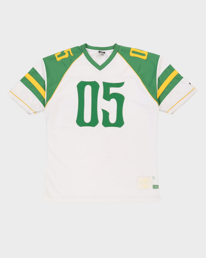 FUBU White / Green American Oversized Football Jersey - XL