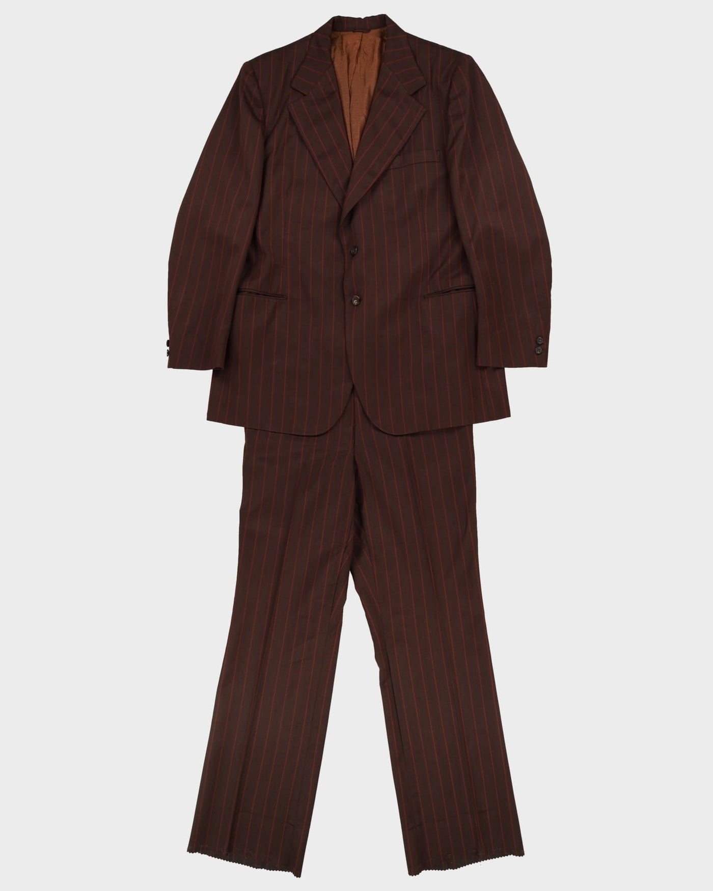 Vintage 80s Brown Pinstripe Suit - CH44 W32