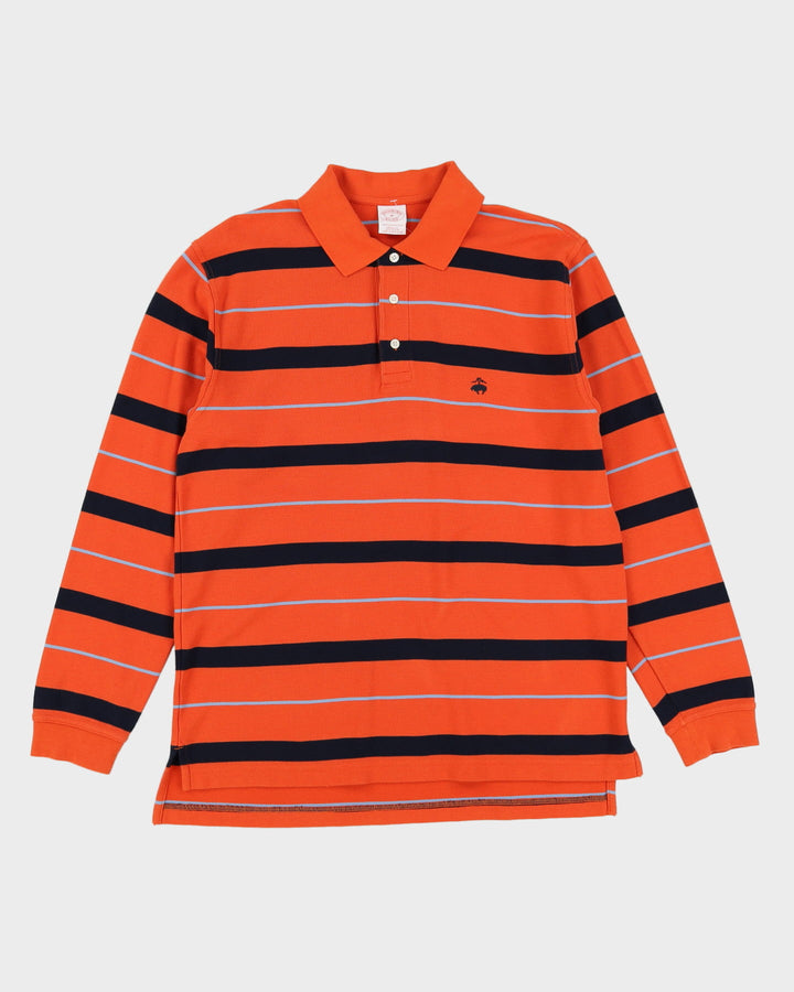Brooks Brothers Orange Striped Long Sleeve Polo Shirt - M / L