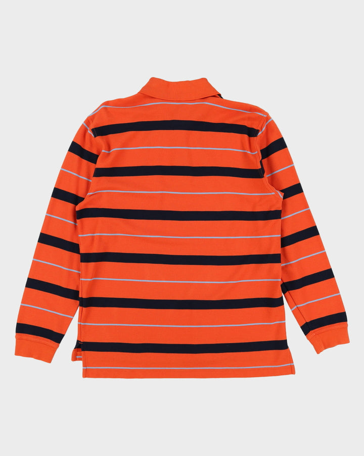 Brooks Brothers Orange Striped Long Sleeve Polo Shirt - M / L
