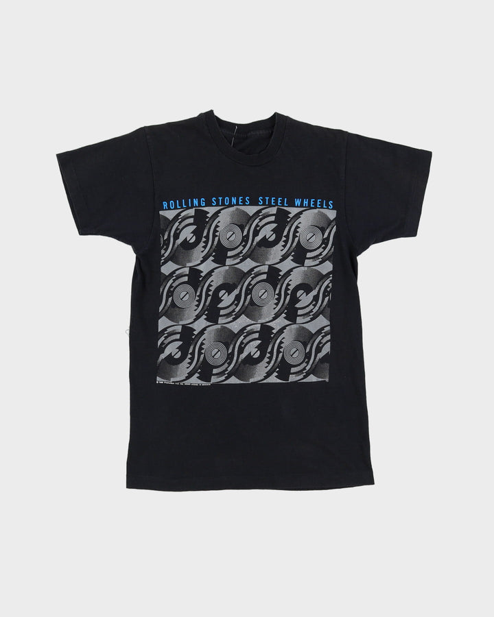 1989 The Rolling Stones Steel Wheels Tour Black Graphic Band T Shirt - S / M