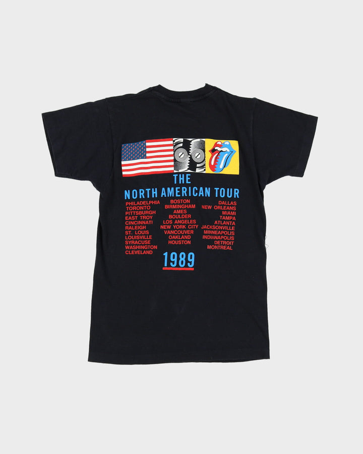 1989 The Rolling Stones Steel Wheels Tour Black Graphic Band T Shirt - S / M