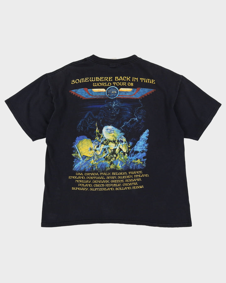 Iron Maiden 2008 Somewhere Back In Time Tour Black Graphic Band T-Shirt - XL