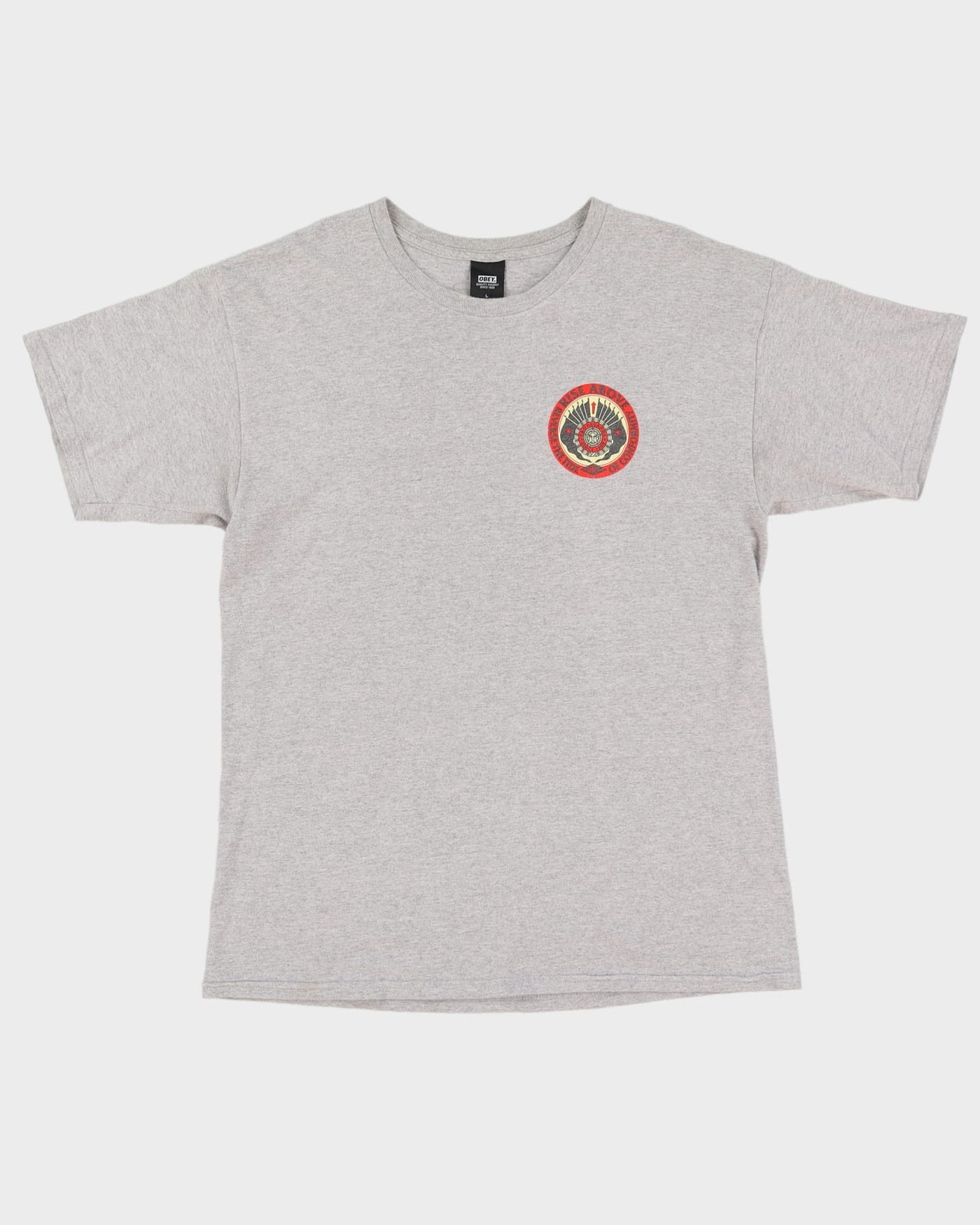Obey Grey Back Print T-Shirt - L
