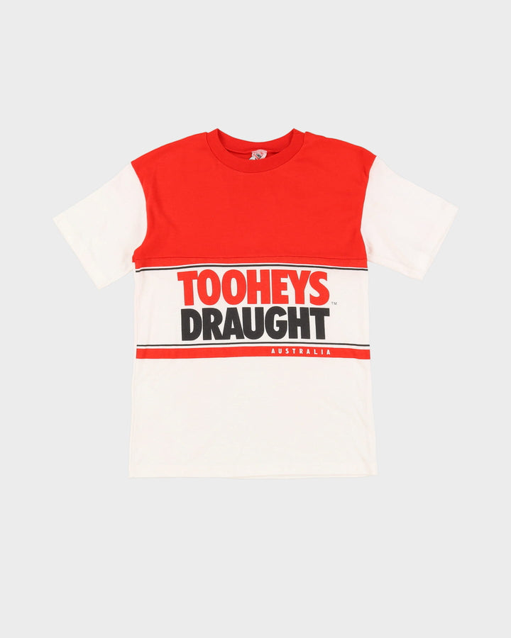 80s Tooheys Draught Beer Red / White Single Stitch T-Shirt - S