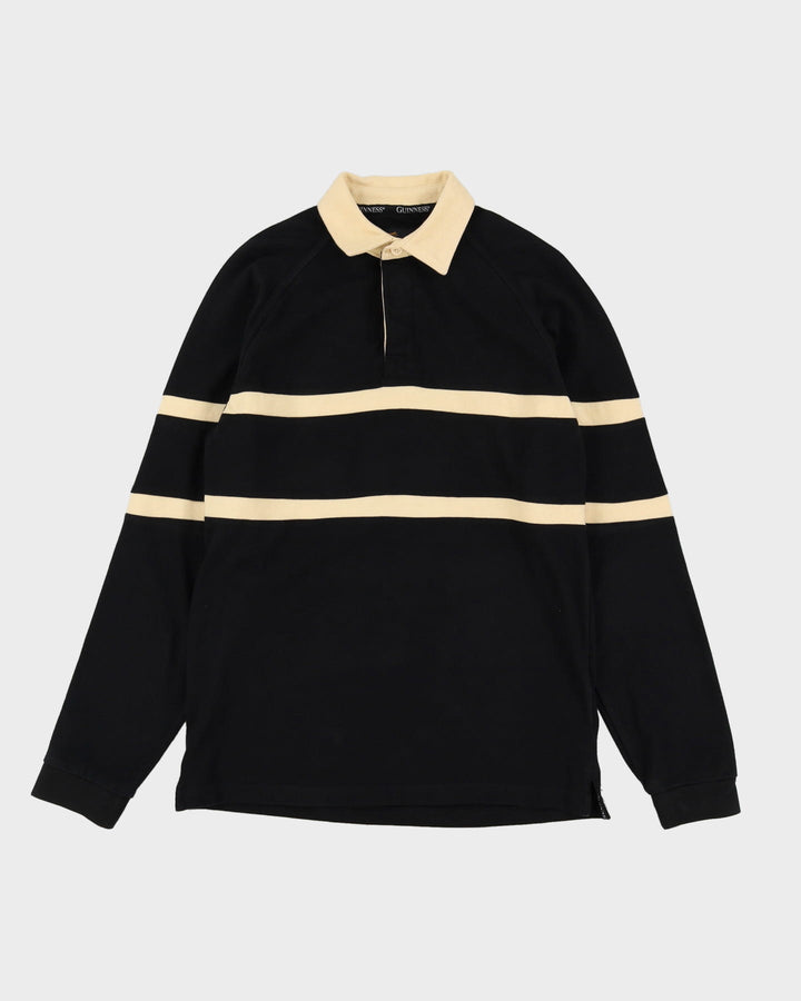 Guinness Black / Beige Long-Sleeve Polo / Rugby Shirt - S