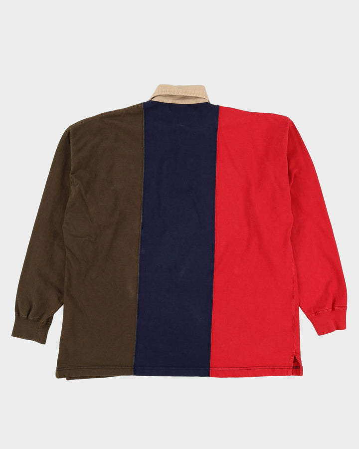 90s Red / Blue / Green Long-Sleeve Polo / Rugby Shirt - L / XL