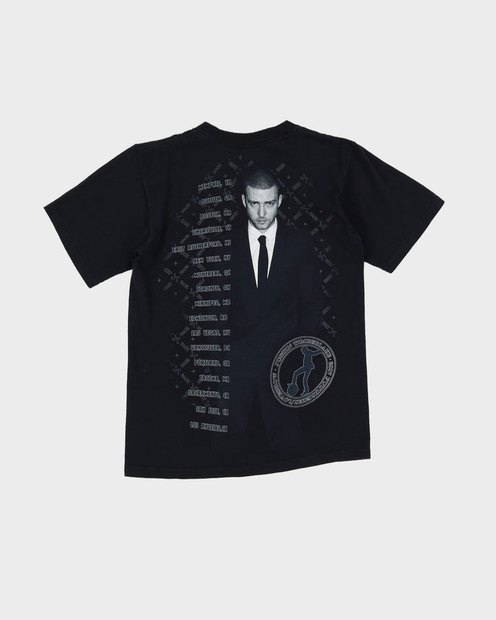 2007 Justin Timberlake Futuresex / Loveshow Sexy Back All Over Print Black Graphic Band T-Shirt- XS / S