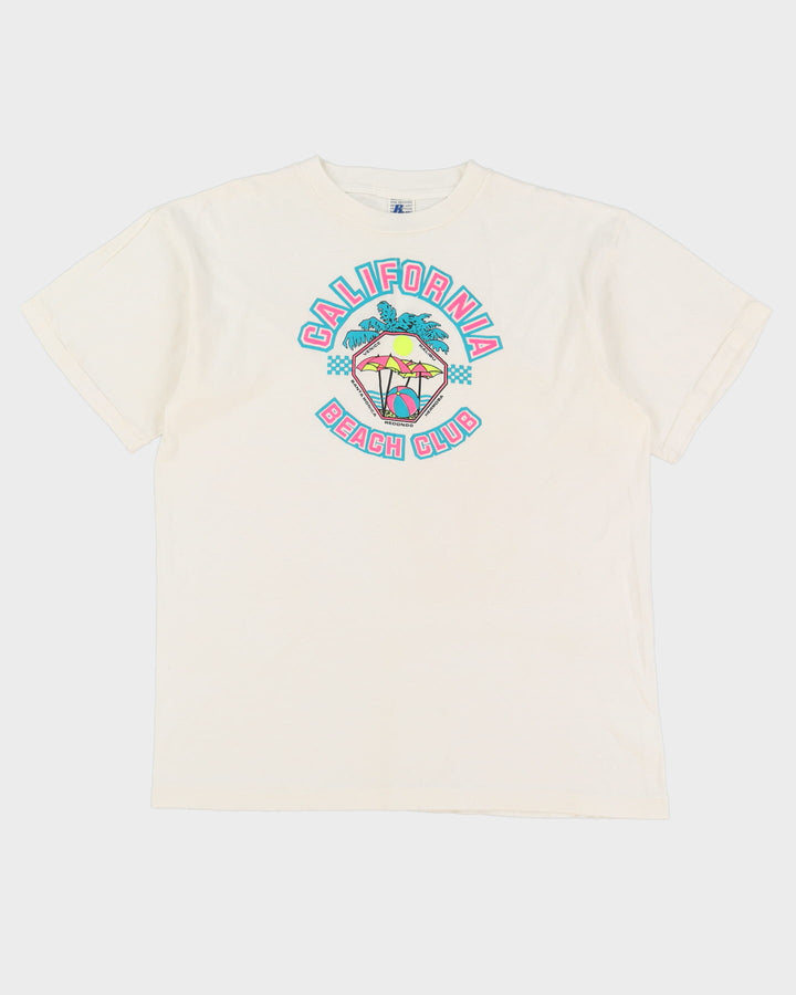 Vintage 80s California Beach Club White Single Stitch T-Shirt - L / XL