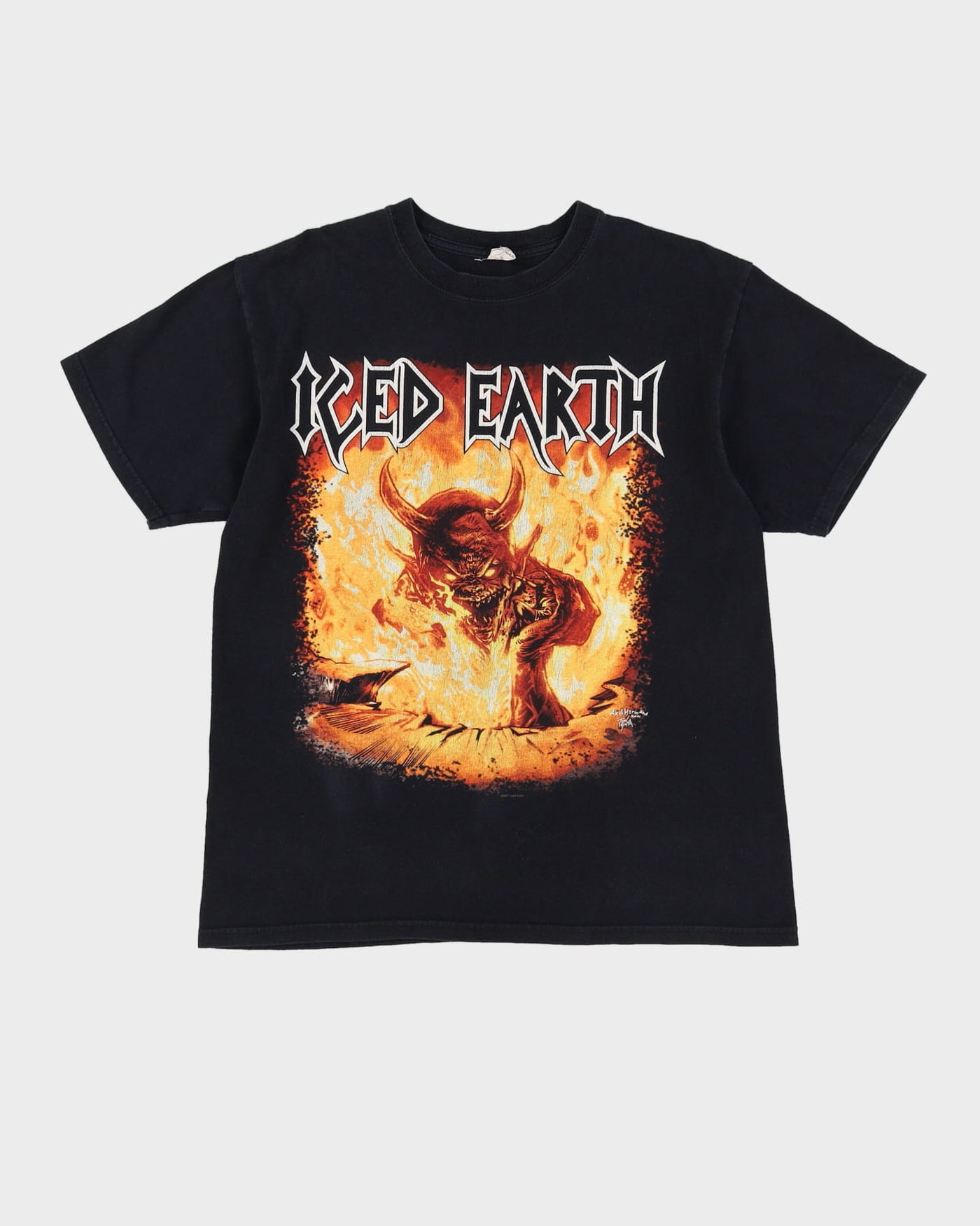 2007 Iced Earth Burnt Offerings Black Graphic Metal Band T-Shirt - L