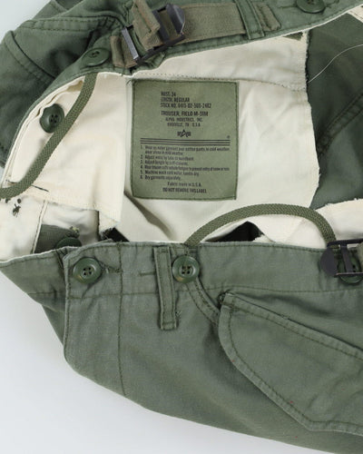 00s Alpha Industries Combat Military Green Cargo Trousers - W34 L29