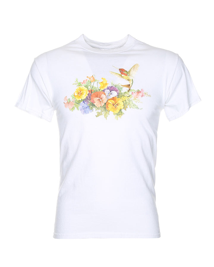 Vintage bird and flower print t-shirt - XS