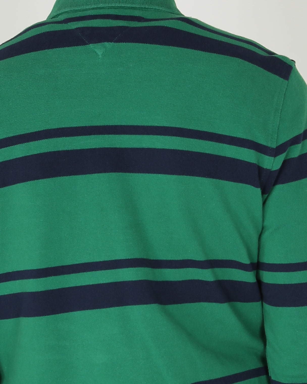 tommy hilfiger green blue logo striped polo shirt - s