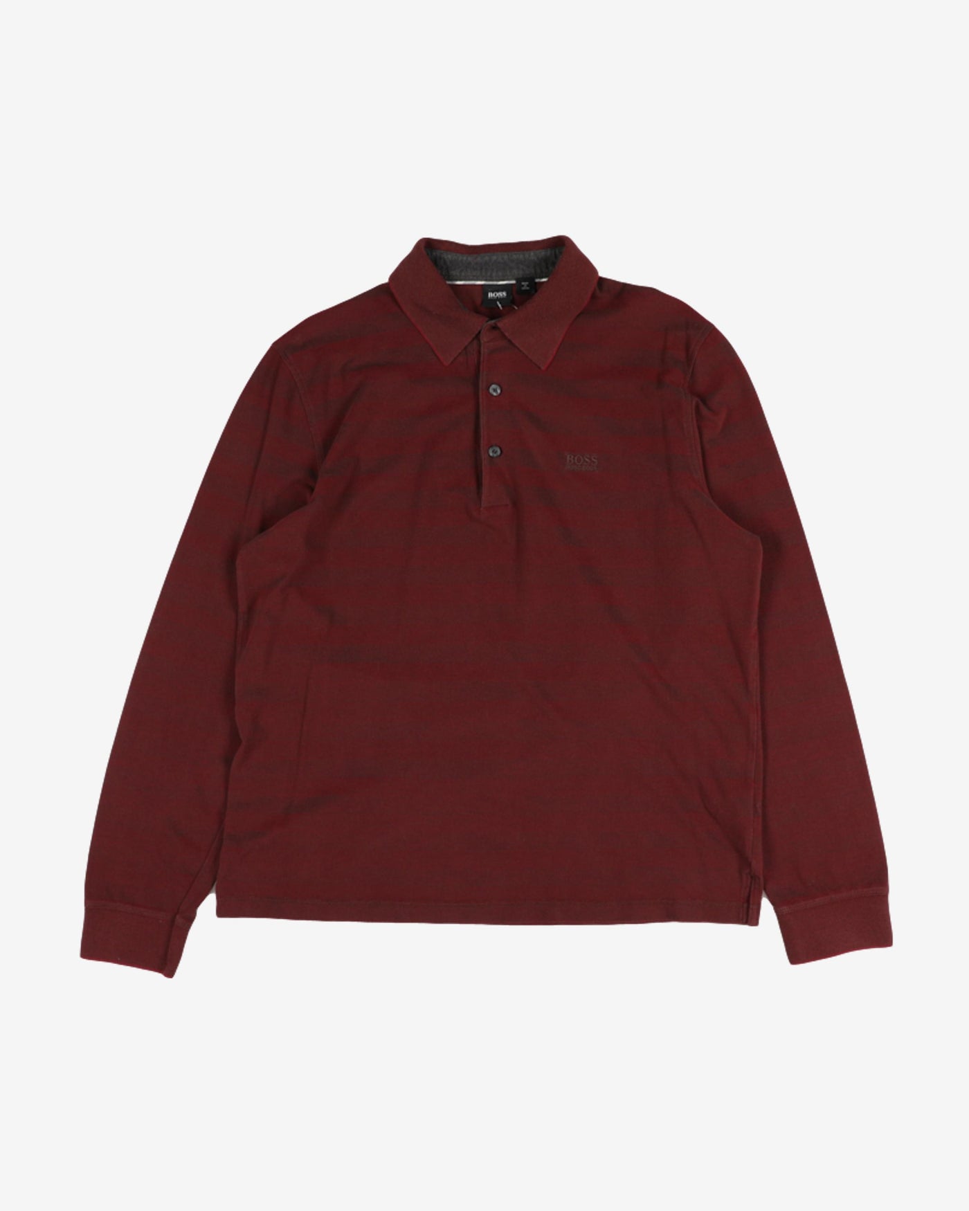 Long Sleeve Burgundy Hugo Boss Polo Shirt - XL