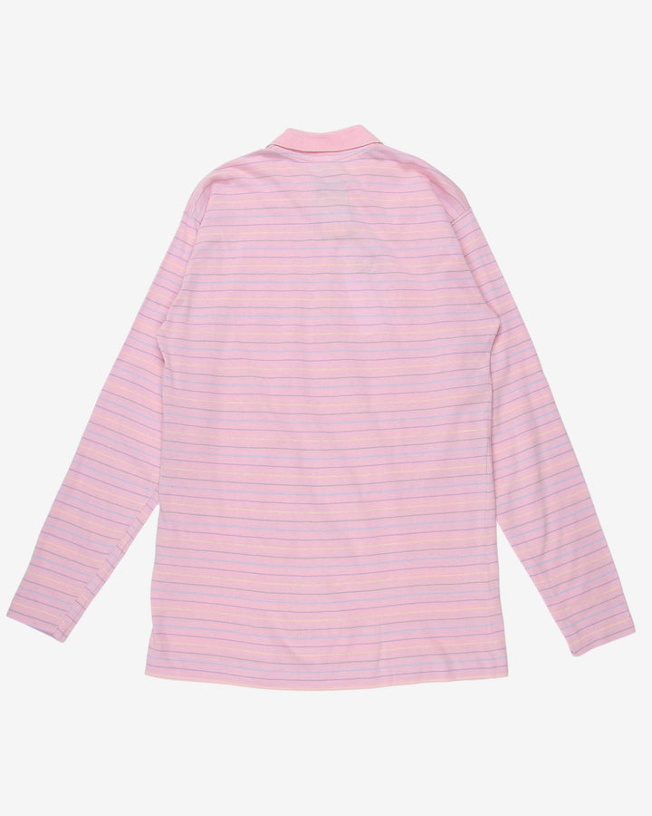 Benetton deadstock pink striped polo shirt - S / M