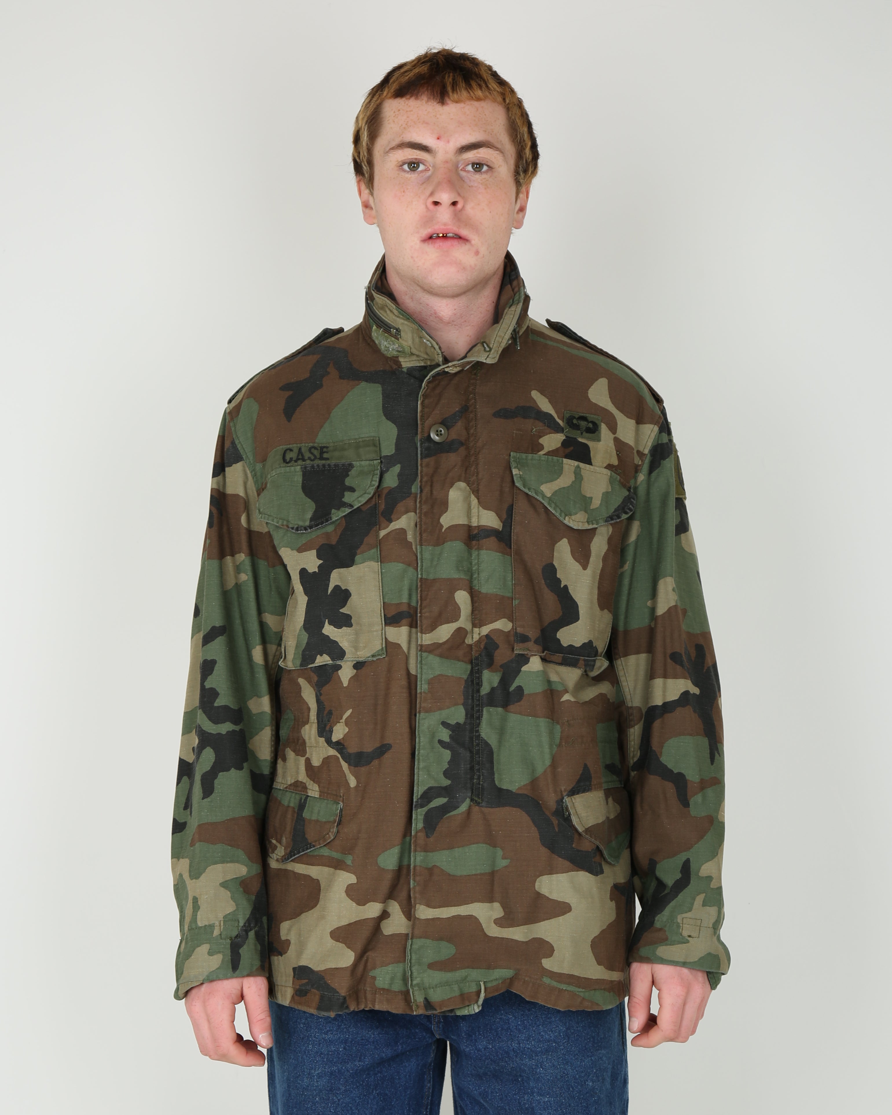 1989 Vintage US Army M81 Woodland Camouflage M65 Field Jacket Small Regular