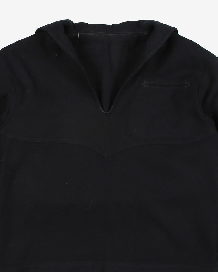 1940s VINTAGE US NAVY Black WOOL CRACKERJACK JUMPER - x-Small