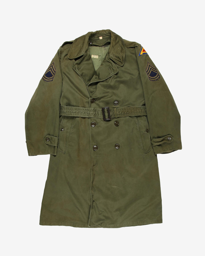 1950s Korean War Vintage US Army Officers Field Overcoat w/ Patches - Medium