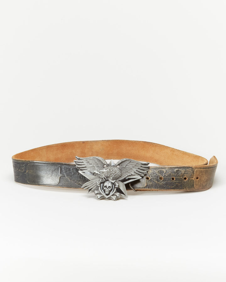 Black Leather Harley Davidson With Eagle Buckle Belt - W35 W42