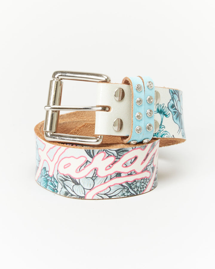 Ed Hardy Blue Patterned Leather Belt - W30 W36