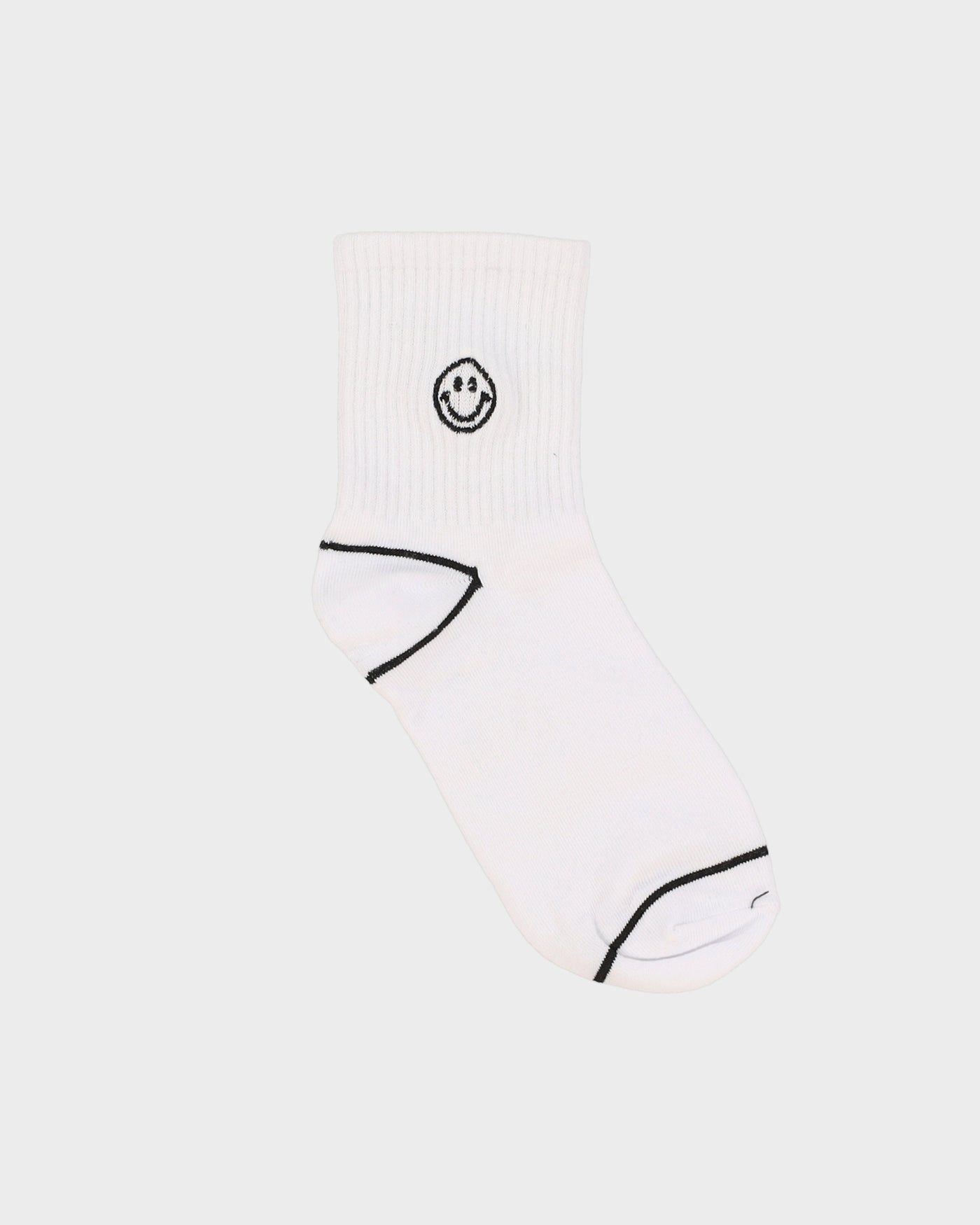 Smiley Embroidered White Socks