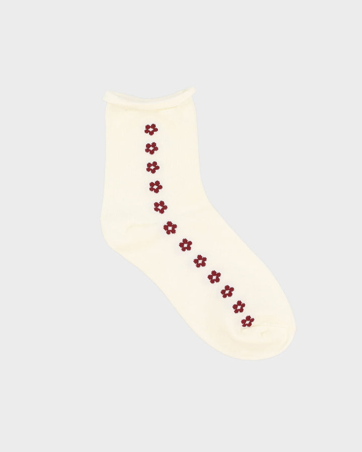 Cream Floral Socks