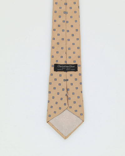 90s Christian Dior Beige / Gold Patterned Tie