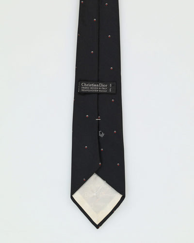 90s Christian Dior Black Patterned Tie