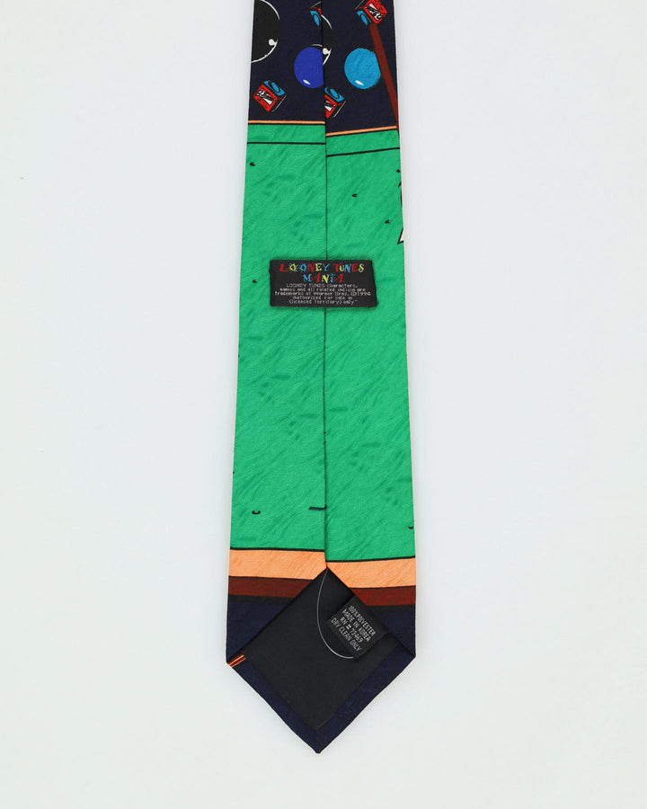 1994 Looney Tunes Sylvester & Tweetie Navy / Green Patterned Tie
