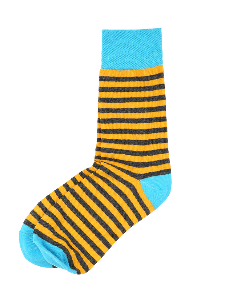 Stripy Socks - Gray & Yellow