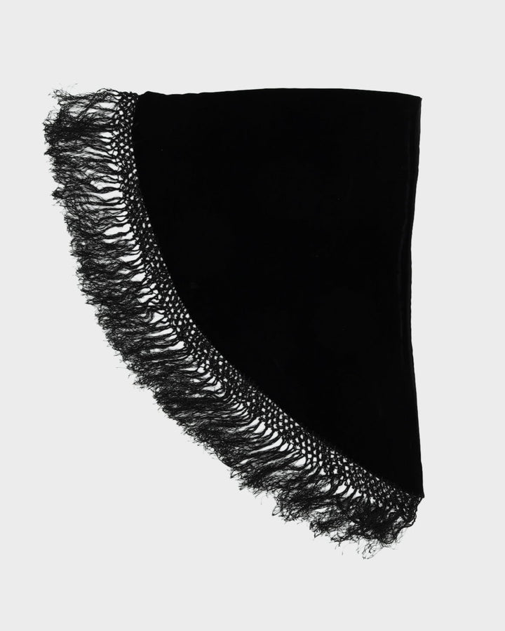 Black Velvet Fringed Shawl