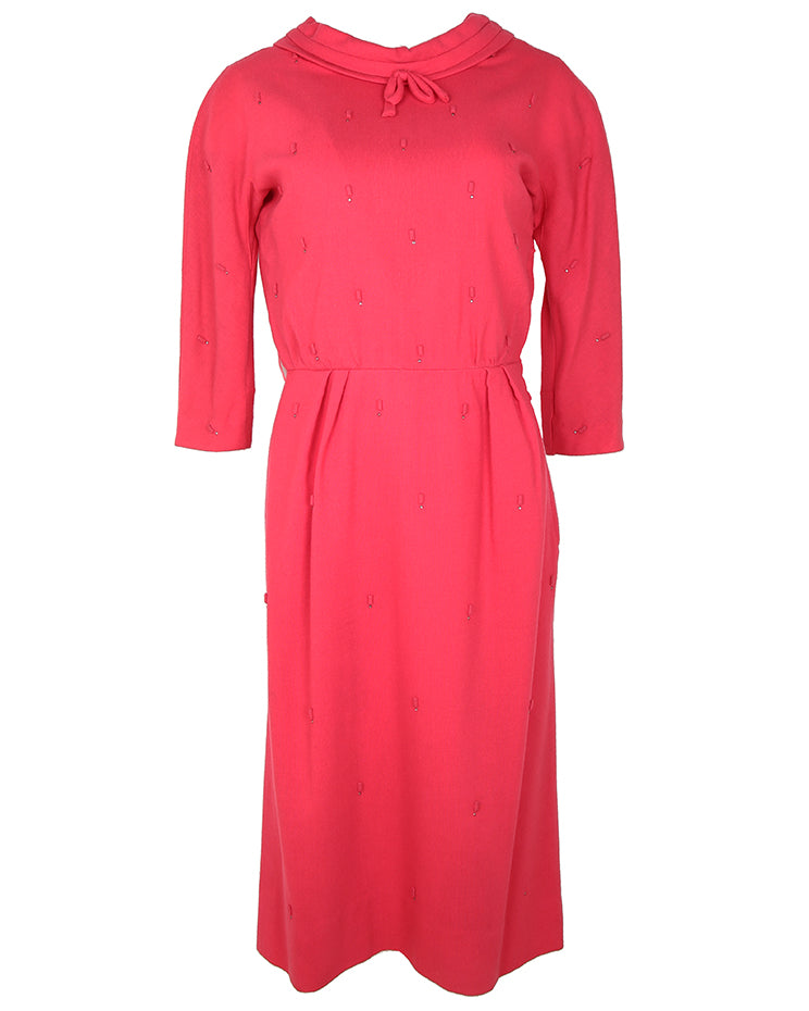 50s Vintage Leslie Fay Pink Evening Dress - S