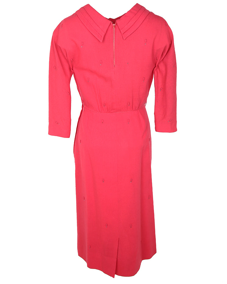50s Vintage Leslie Fay Pink Evening Dress - S
