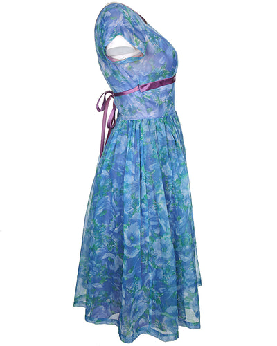 Vintage 50's Blue Midi Dress - S