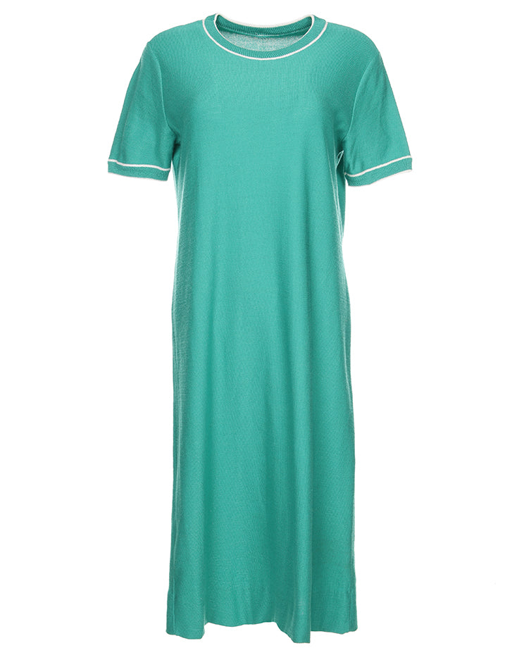 Vintage 1980s does the 60s aqua green knitted dress - L