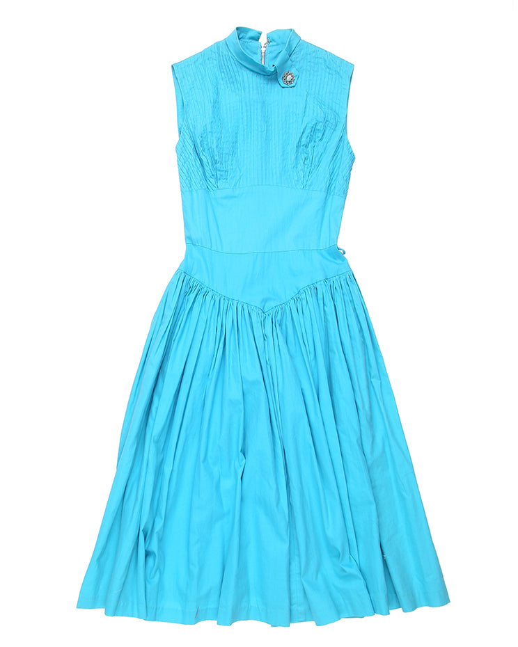 1950s aqua blue summer cocktail dress - XXS