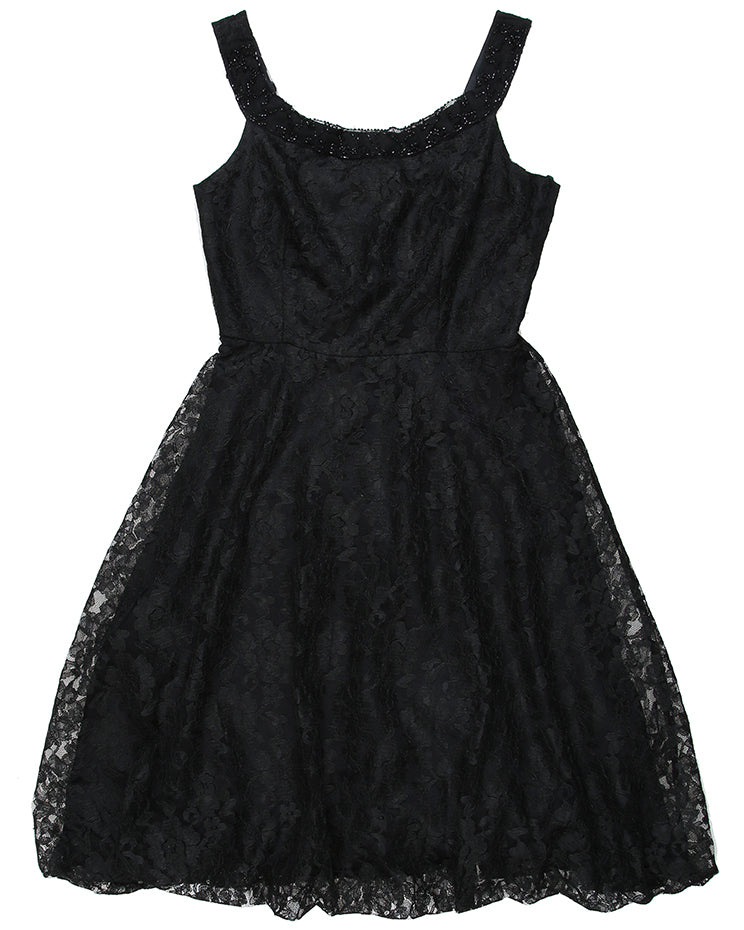1990s does the 50s black lace cocktail dress - S