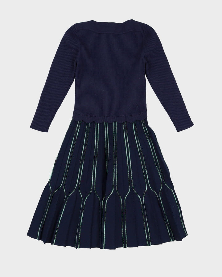 Blue And Green Knitted Midi Dress - XS