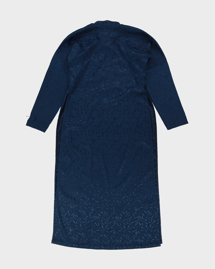 Navy Patterned Cheongsam Style Tunic Dress - M