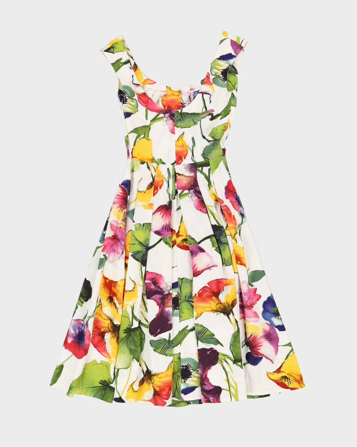 1950s Style Hand Made Floral Sleeveless Dress - S