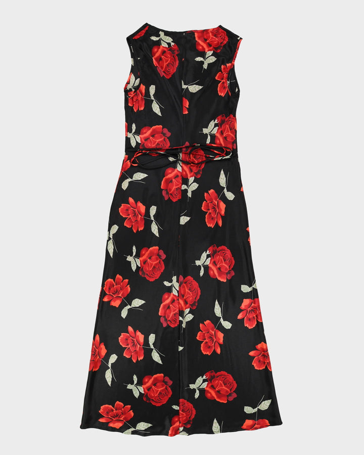 BCBG Black With Red Roses Dress - L