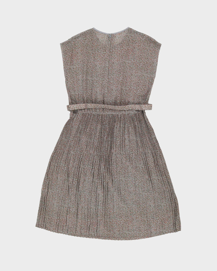 1970s Semi Sheer Grey Patterned Tea Dress - S