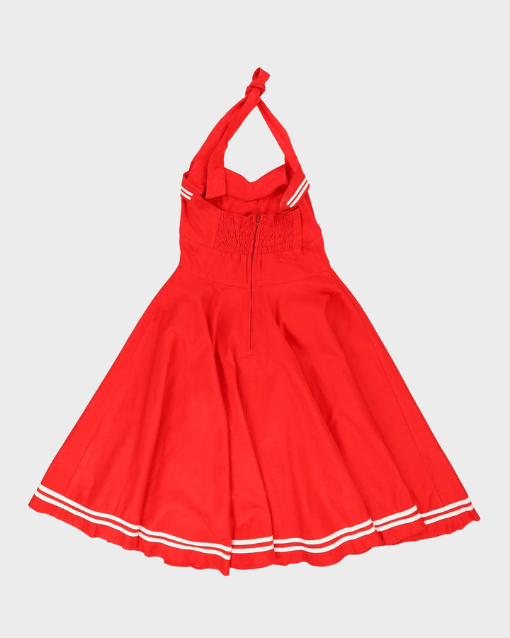 Vintage Hell Bunny Vixen Red Halter Dress - S