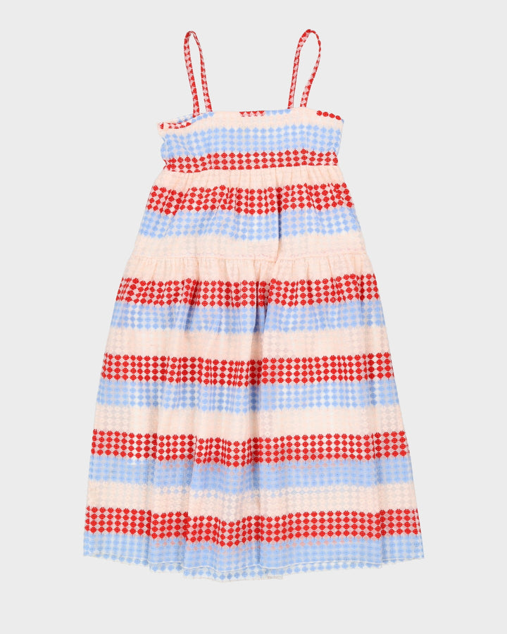 Blue And Red Patterned Sleeveless Dress - XS