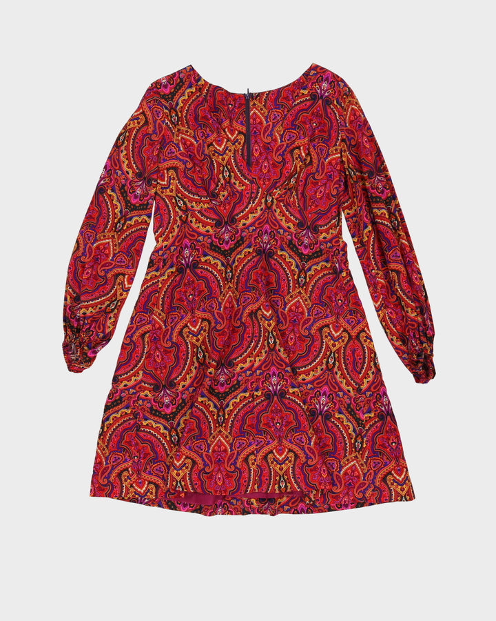 1970s Style Pink Paisley Patterned Dress - S