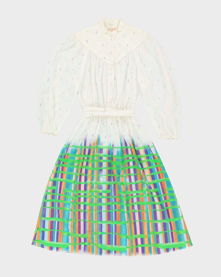 Vintage 1980s White Sheer Tea Dress - S